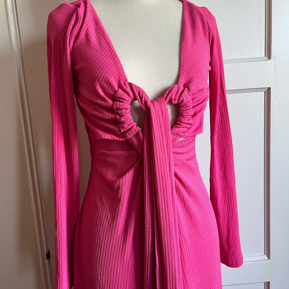 Elegant Pink Long Sleeve Dress